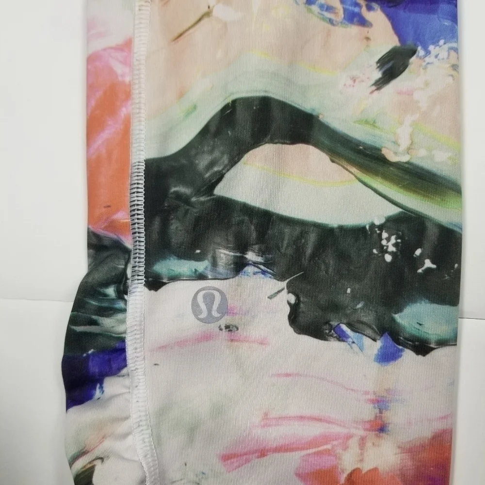 Lululemon Sz 6 Leggings Ruched Side Pockets Floral Full Length